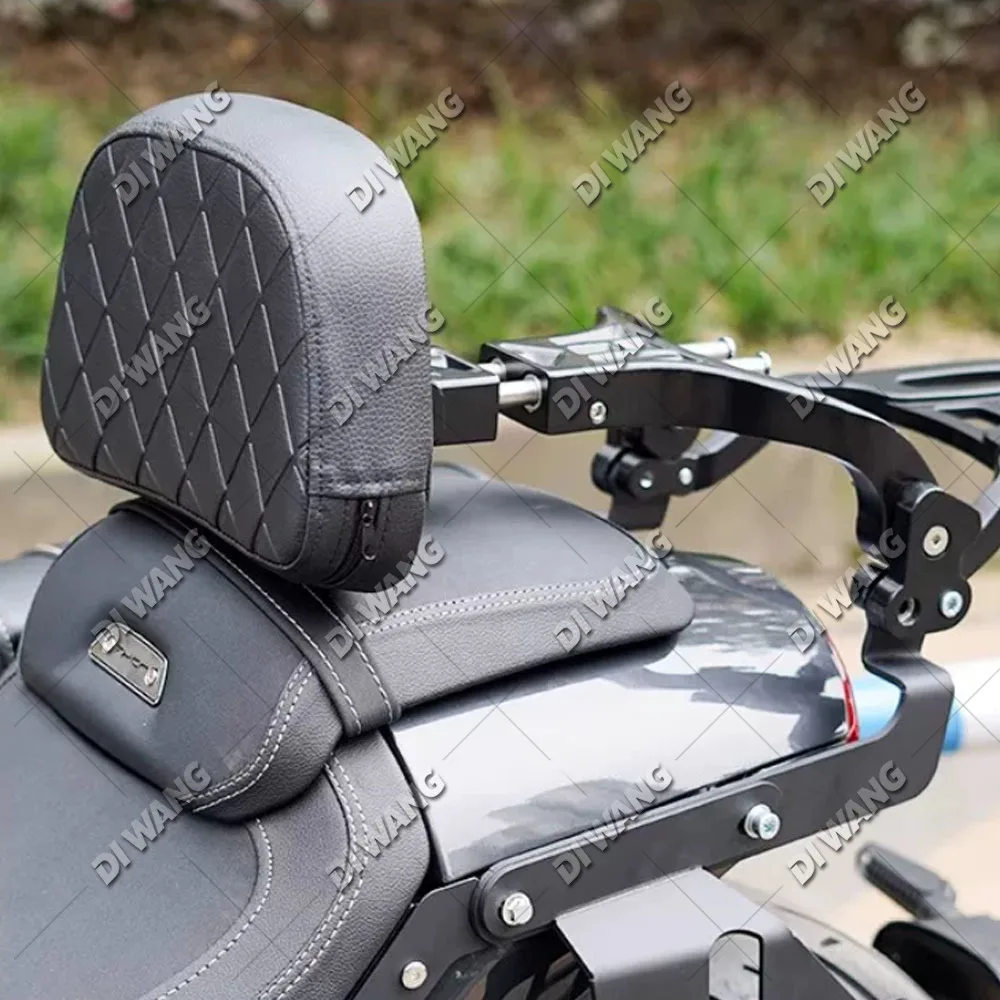 FOR MBP C1002V GAOKIN THOR GK1000 Motorcycle Folding Backrest Leather Canvas Saddlebag Side Pannier Box Passenger Back Support