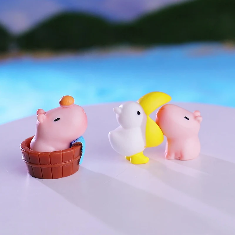 Modelo de animales de simulación de capibara, Mini figuras de acción de capibara, decoración del hogar, regalo para niños, microadorno de paisaje DIY