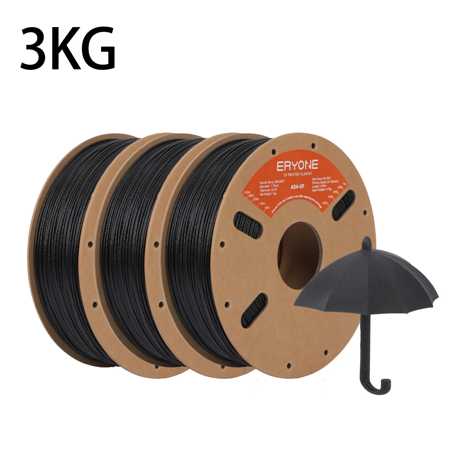 ERYONE Glasvezel ASA-filament, 3D-printen ASA GF-filament, 1,75 mm +/- 0,03 mm, 1 kg (2,2 lbs)/spoel