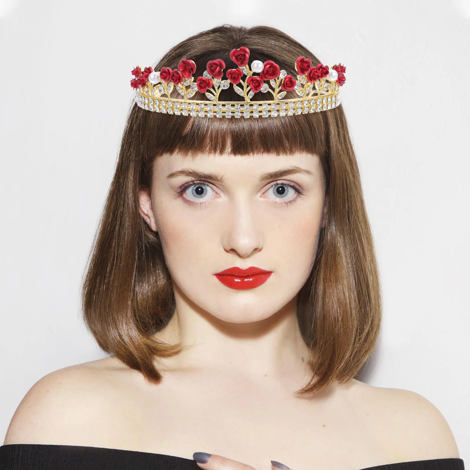 

Bridal Crown Headpiece Crystal Design Lightweight Wedding Hair Accessories Rose Hoop Creative Headdress Bride Engagement Party