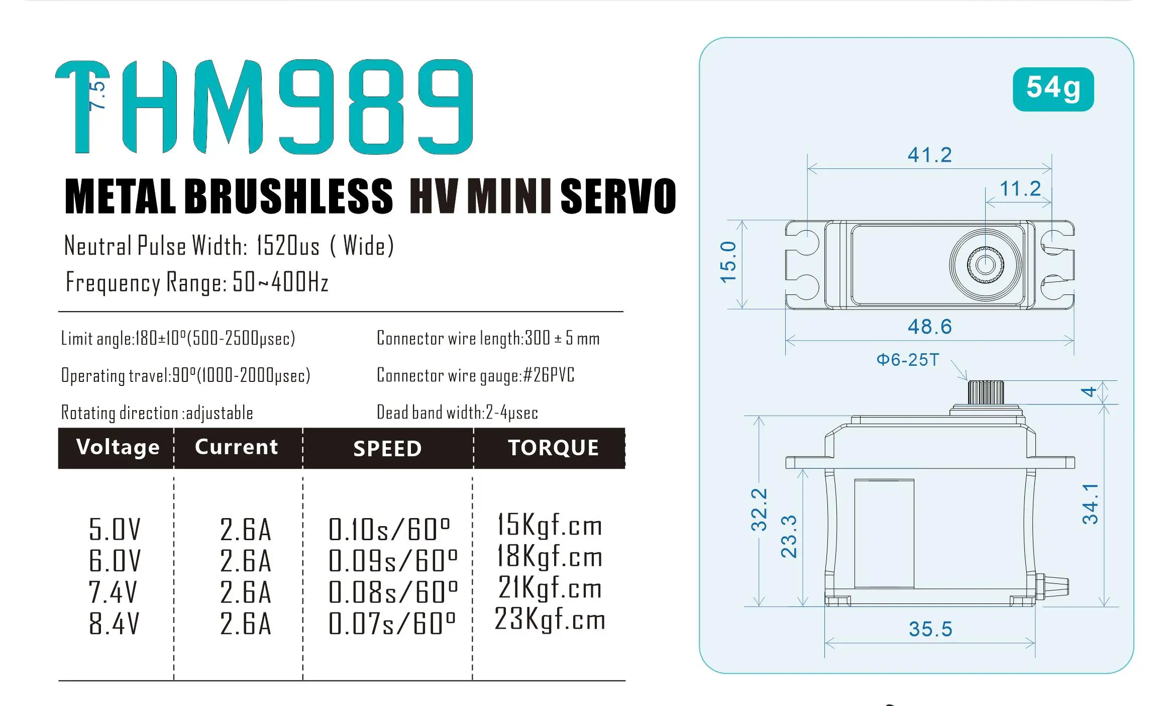 Skywing SW989 54g Digital Servo Metal Gears Brushless Motor with 25T Arm THM989 for RC 90E Model Airplane 3D Plane Aircraft Part