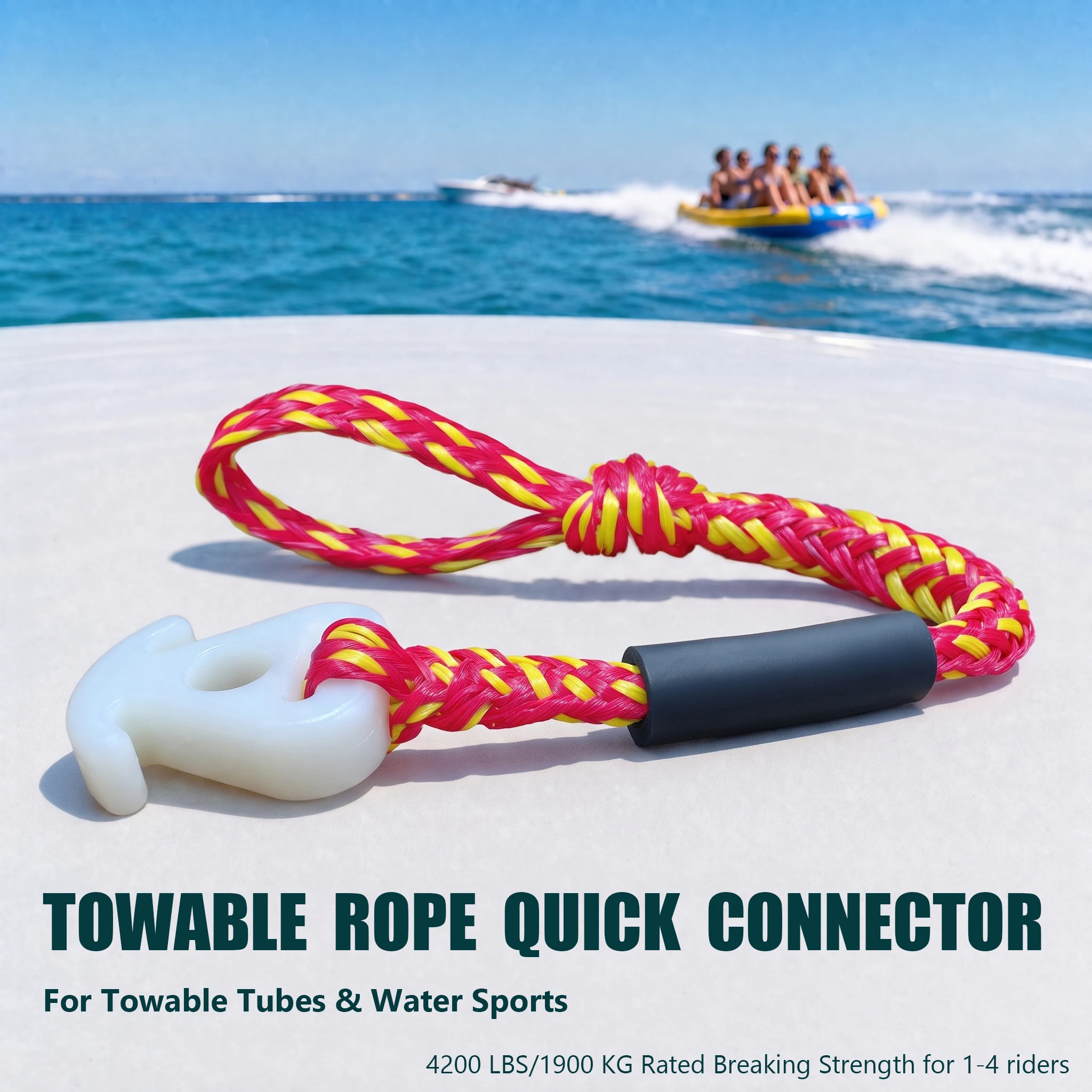 IDAOVLAI Boat Tube Towable Rope Quick Connector, Water Tow Rope  Connector  for 1-4 Riders,A MUST HAVE FOR TUBE
