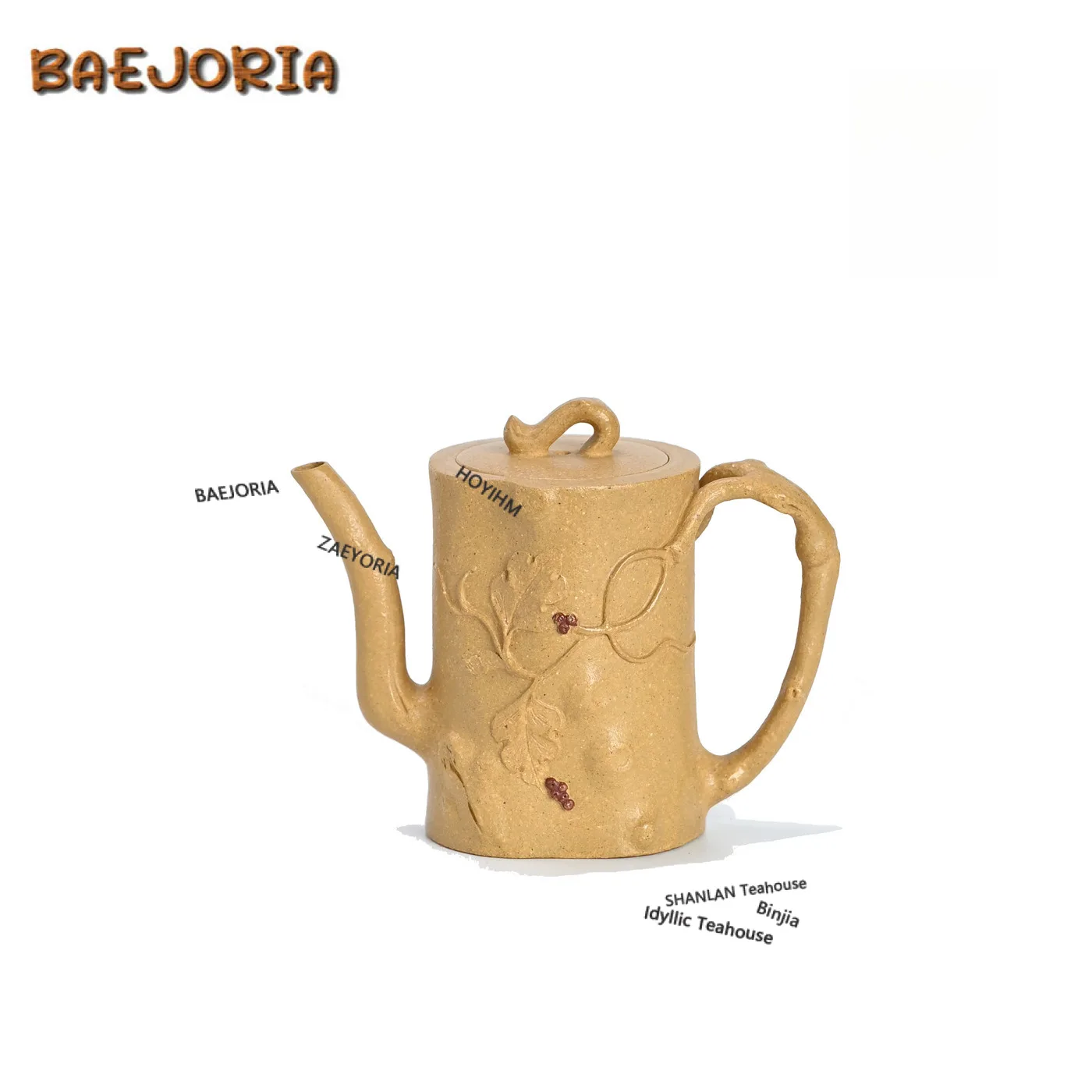 

150ml Exquisite Yixing Purple Clay Teapots Handmade Tree Stump Pot Raw Ore Gold Section Mud Tea Making Kettle Zisha Tea Set