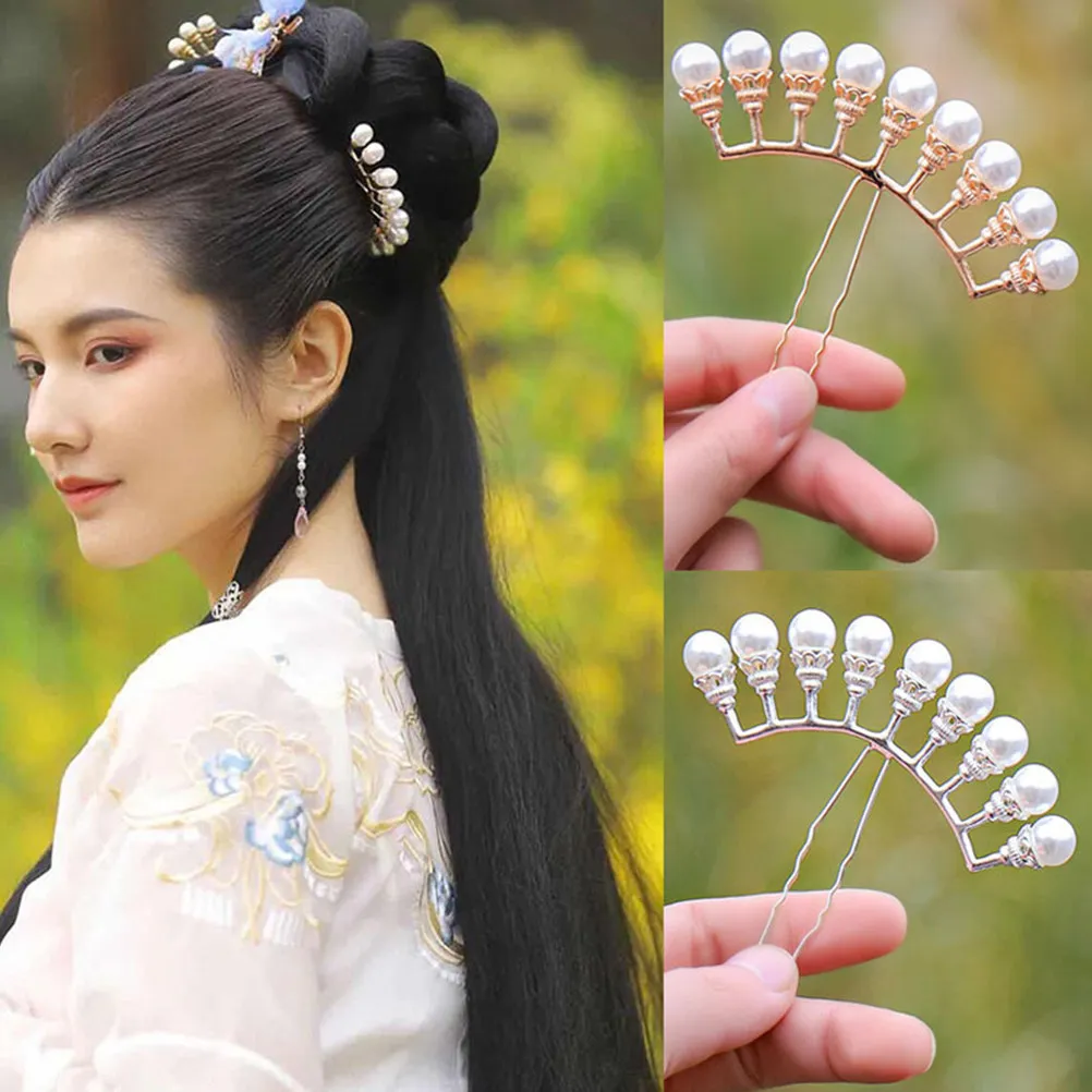 

4Pcs Pearls Hair Stick Vintage Classic Chinese Style Hairpin Elegant Party Hair Accessory for Hanfu Prom Performance
