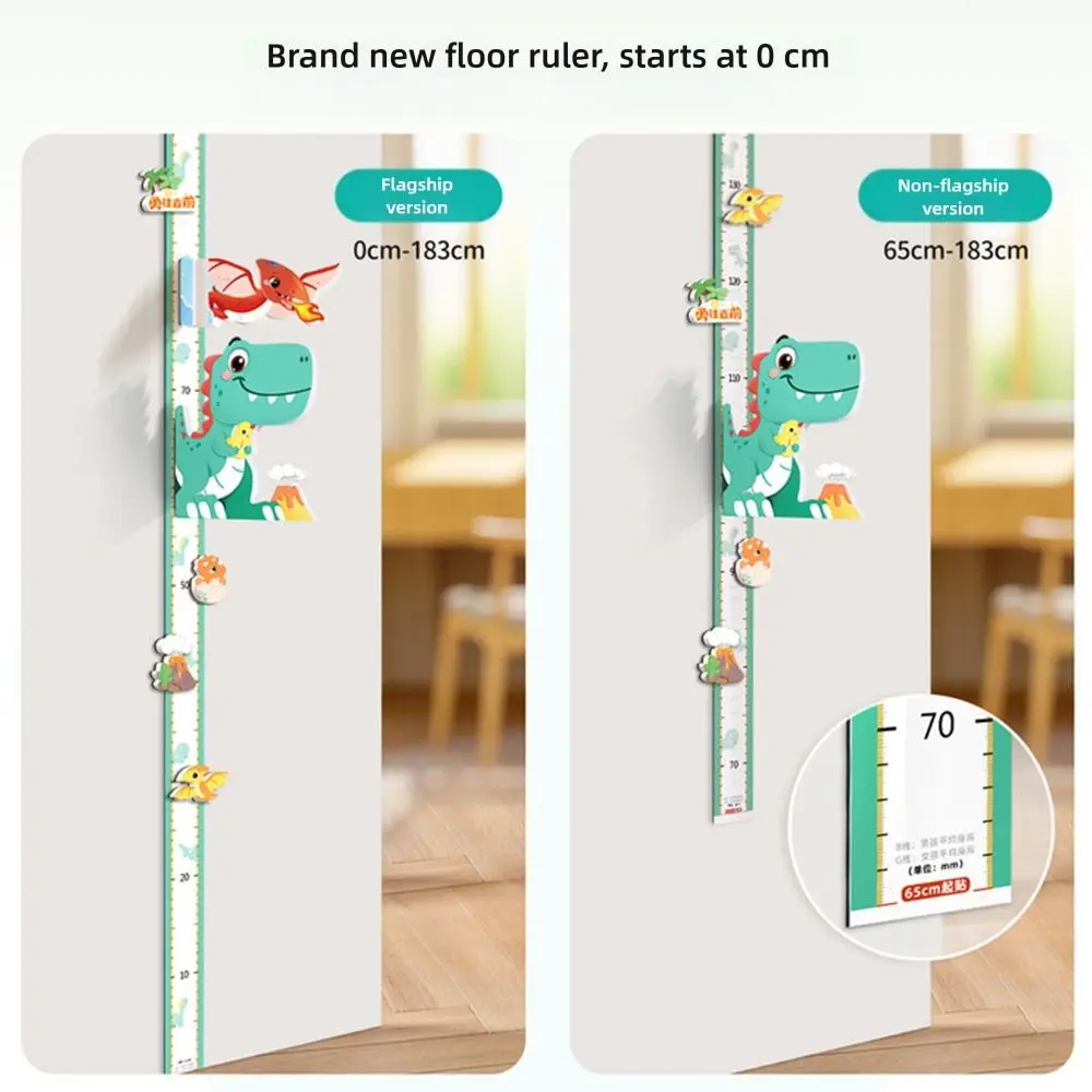 3D Cartoon Dier Kinderhoogteliniaal Zelfklevend Verwijderbare Hoogtemeting Stickers Muurkunst Veelkleurig