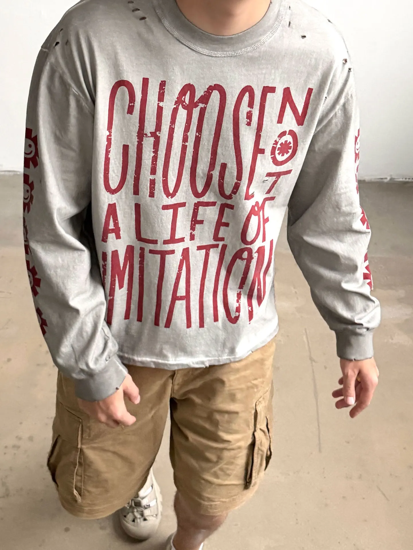 Street Style Washed Vintage Long Sleeve T-Shirt Men's Loose Fit Cotton Printed Breathable Casual round Neck Tee for Couples
