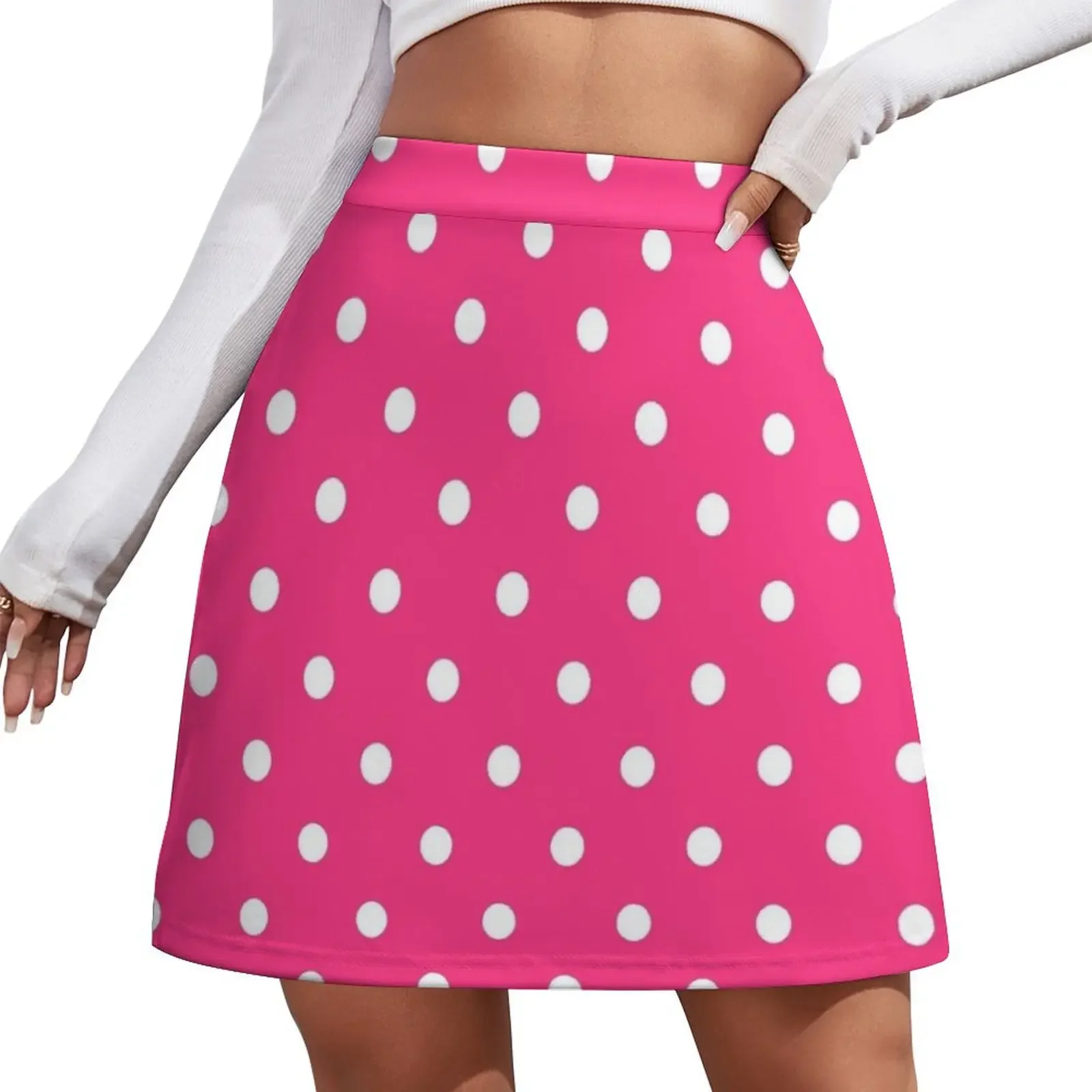 

Hot Pink And White Polka Dots Mini Skirt skirt skirt korean women's clothes night club women