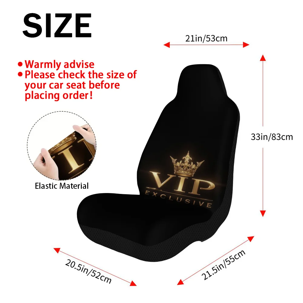 Set Of 2, Stylish Golden VIP Crown Design Front Seat Covers, Upgrades Car Interior With A Fresh Look For Front Seats, Easy To Us