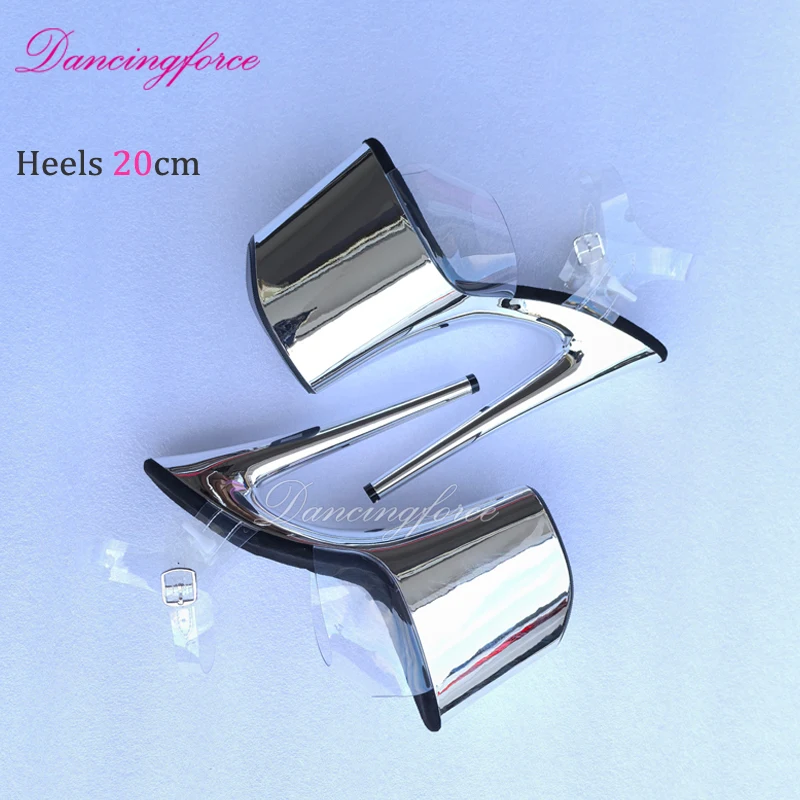 جديد 20 سنتيمتر/8 بوصة متجرد الكروم منصة القطب الرقص الصنادل الاتحاد الأوروبي الولايات المتحدة نمط ملهى ليلي حفلة عالية المنصة تظهر أحذية النساء #4