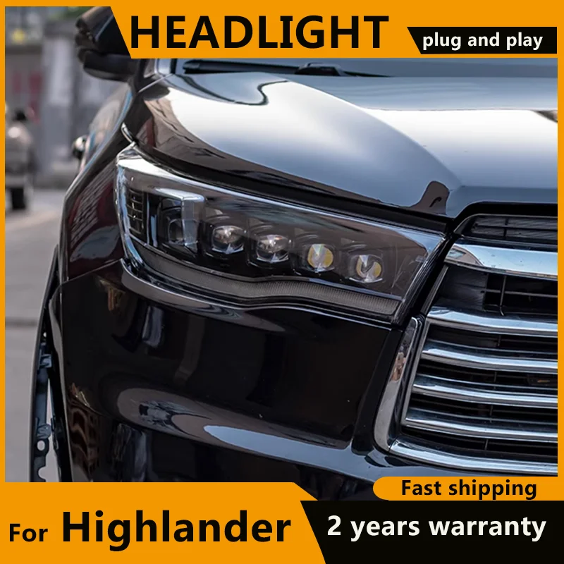 Car LED Headlights for Toyota Highlander 2015 2016 2017 Full Headlight DRL Dynamic turn signal LED Projector Lens High Low Beam