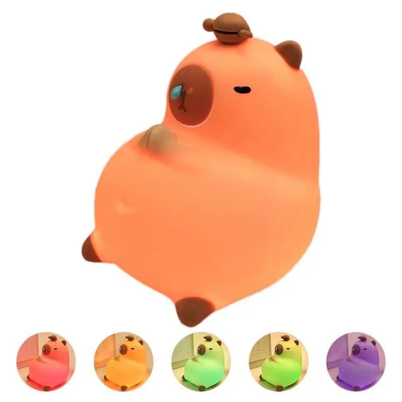 Capybara Lamp Cute Nursery Lamp 3 Level Silicone Kids Nursery Nightlight USB Rechargeable LED Touch Lamp Dimmable Decor Girls