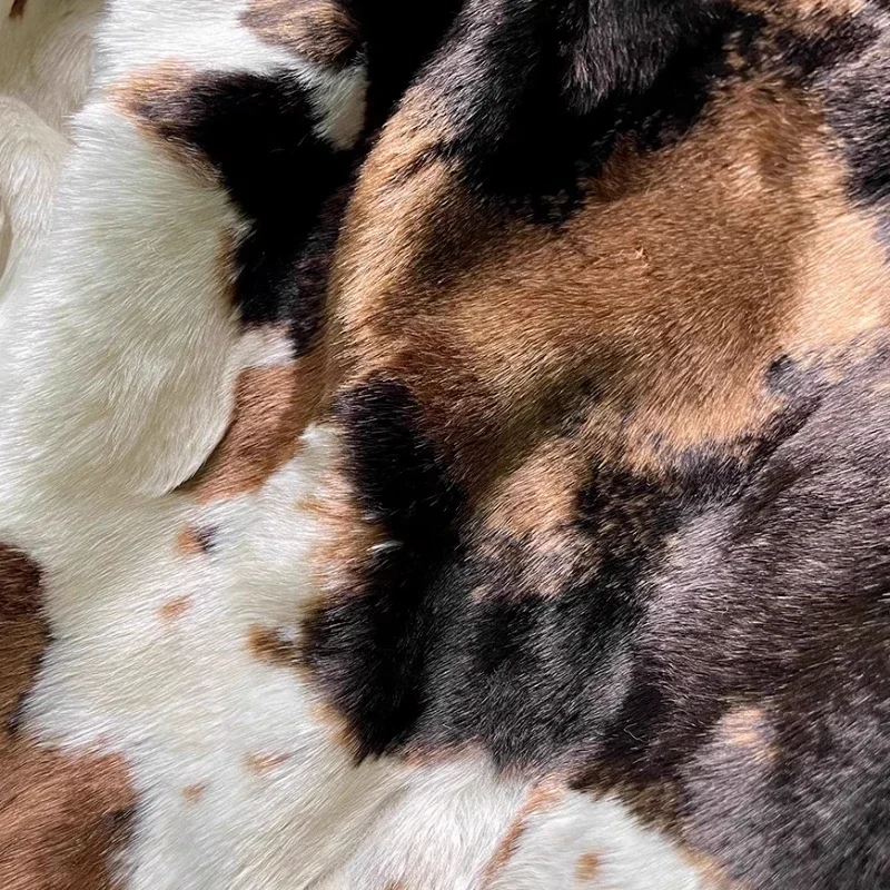 Simulation Cow Pattern Fabric Environmental Protection Fur Clothing Short Plush Animal Fabric Sofa Seat Pillow DIY Home Fabric