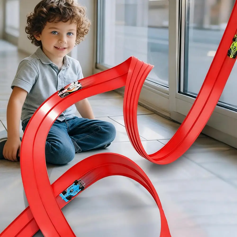 1 Set Kids Track Car Toy Kit with 8 Suction Cups Track Inertial Drive Alloy Car Connector DIY Gravities Rail Car Educational Toy