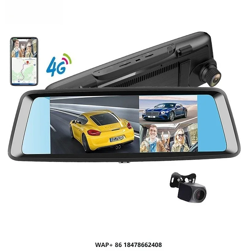 Wosx T10 7 Inch Mirror Dash Cam 4G SIM Card 3-camera Front Interior Rear View Cameras Car Dvr Smart Rearview Mirror for Cars