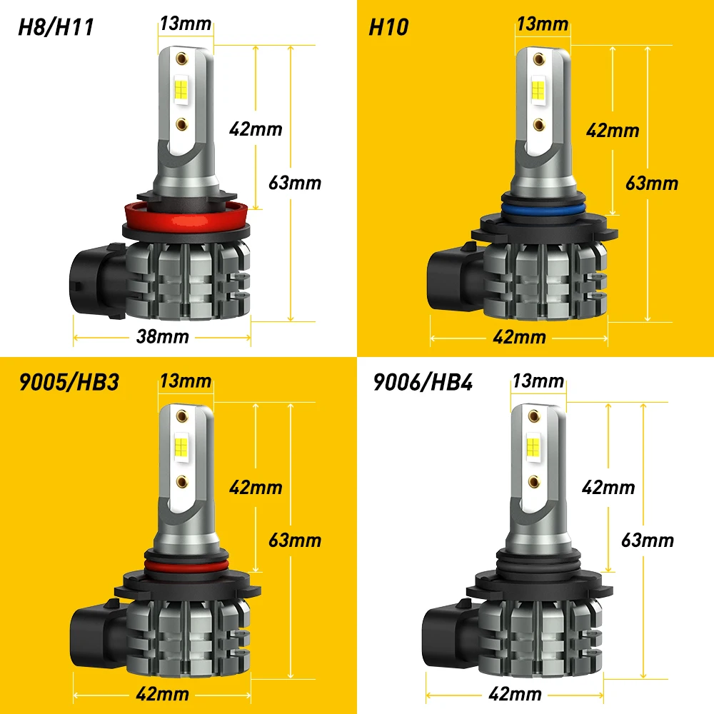 AUXITO-Luz LED antiniebla para circulación diurna, Canbus 9006 HB4 9005 HB3, DRL 6500k, blanco, 3000k, amarillo dorado, 12V, 2 unidades