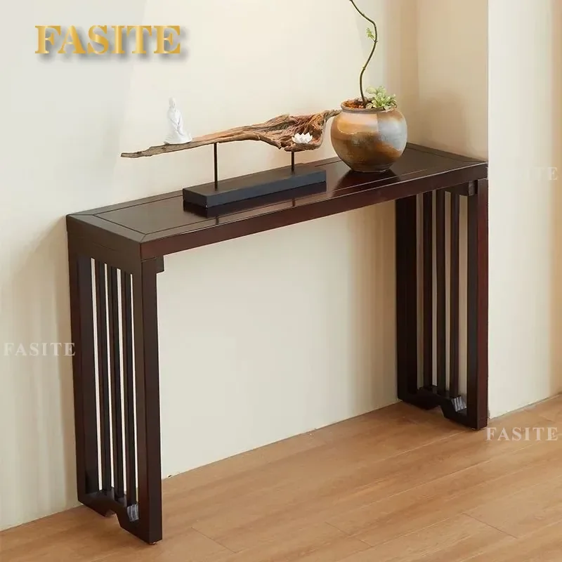 For New Chinese Style Entrance Table Long Solid Wood Console Table Against Wall Zen Incense Burner Stand End View Furniture