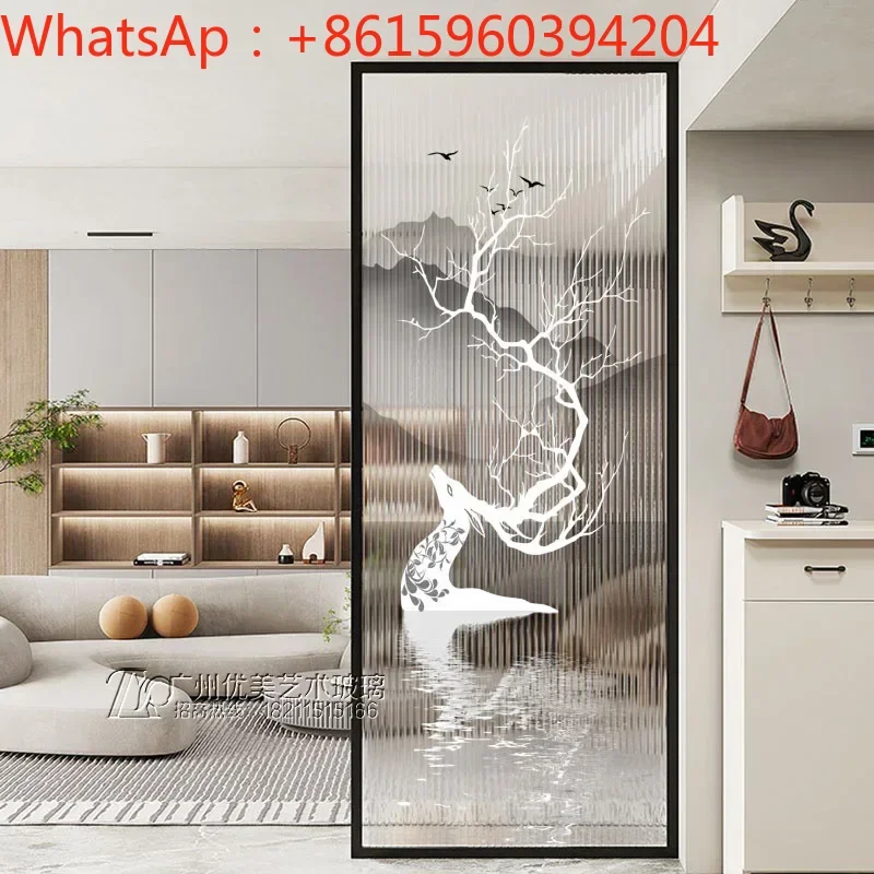 Customized living room screen partition, Changhong art glass, modern and simple porch, light and luxurious entrance partition