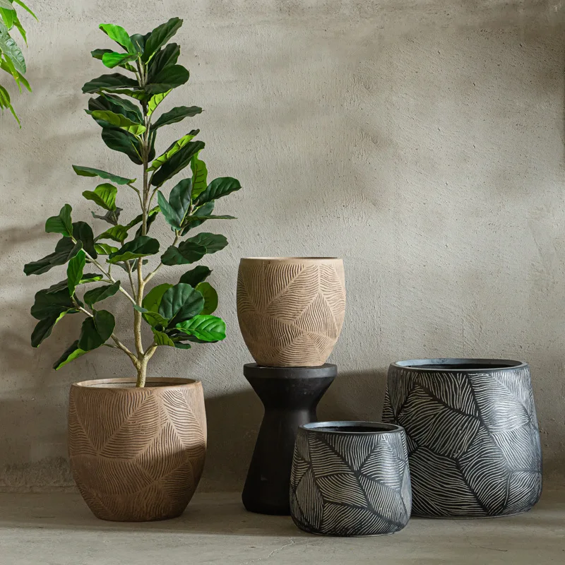 

Цементный цветочный горшок, простой внутренний балкон, большой диаметр, высококачественный открытый двор, зеленое растение в горшке, декоративный цветок o