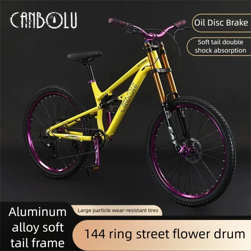 

Алюминиевый горный велосипед с мягкой подвеской, переменной скоростью, воздушной амортизацией передней вилки, гидравлическими дисковыми тормозами и полной подвеской.