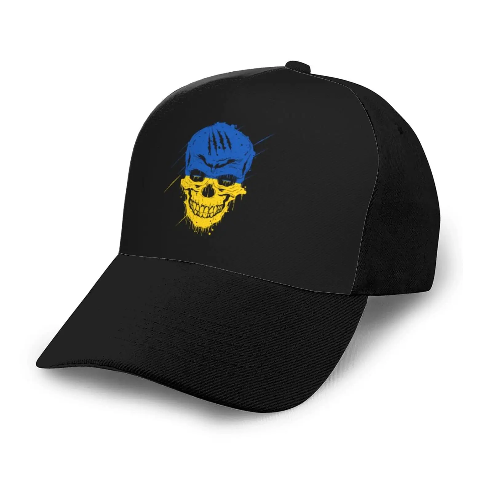 

Ukraine Patriot Skull National Flag Baseball Cap Breathable Hip-Hop Sun Hat Adjustable Trucker Men Women Unisex For Gift