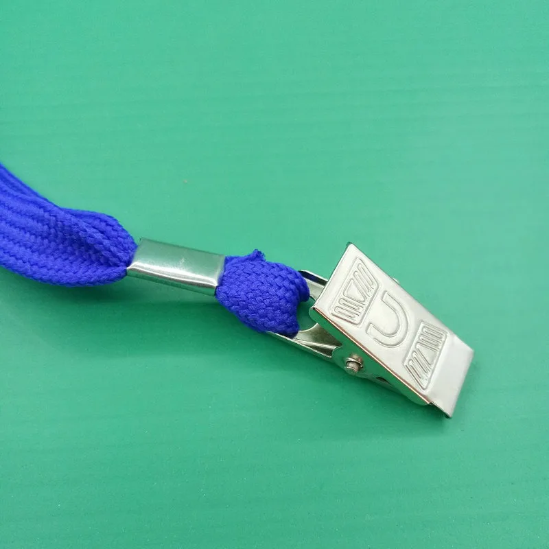 50 pcs/lot Nylon Iron Clamp Lanyards Black Blue Red Green Safety Neck Rope For Card Holder Badge Keychain ID Card