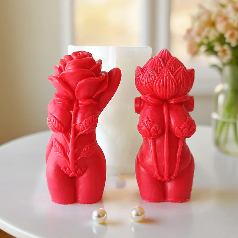 DIY Flower Human Body Silicone Candle Mold Mushroom Girl Aroma Plaster Resin Ornament Molds Handmade Soap Home Decor Craft Molds - Image 5