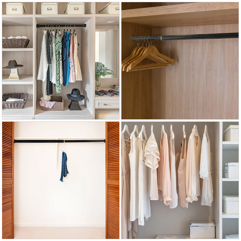 

2pcs Telescopic Rod Adjustable Tension Pole For Door Curtain Closet Clothes Drying No Drill Window Bathroom Rail