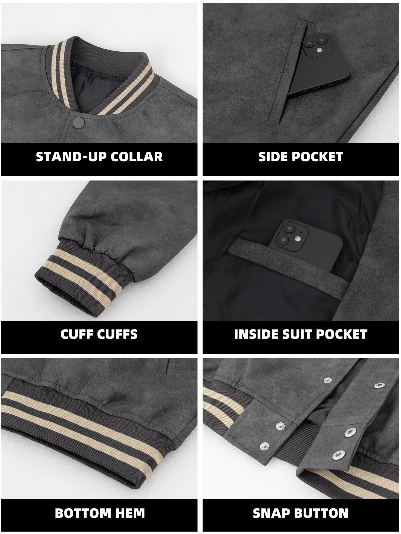 Mens Faux Leather Vintage Baseball Track Bomber Jacket Motorcycle Letter Embroidery College Varsity Demi-season Spring Outerwear