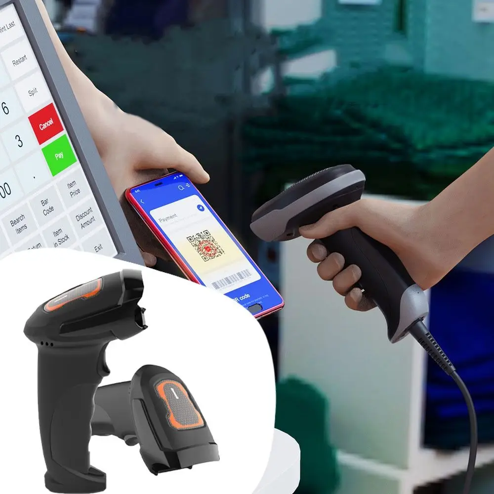 

Omni-directional 2D Barcode Scanner 1.8Meter Data Cable USB Wired Handheld Barcode Scanner Quick Scan Scanning Device