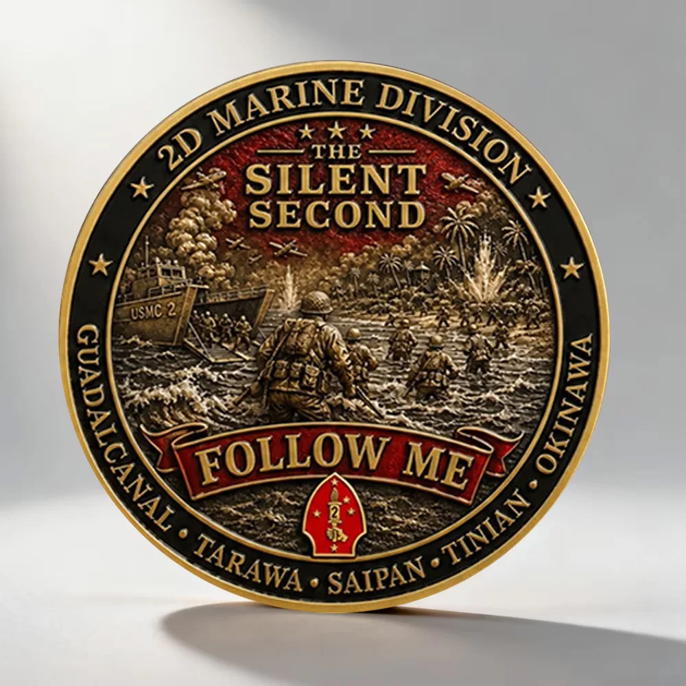 Marine Division USMC Double‑Sided Enamel Commemorative Coin The Silent Second Veteran Collectible Coin Home Decoration