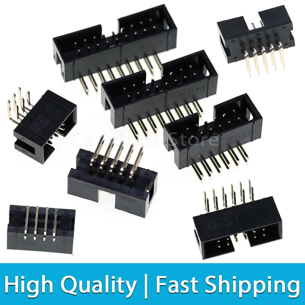

5pcs 2.54mm Pitch Right Angle DC3 IDC Box Header 6 8 10 14 16 20 26 30 34 40 50 64 Pin Double Row Male Socket Connector