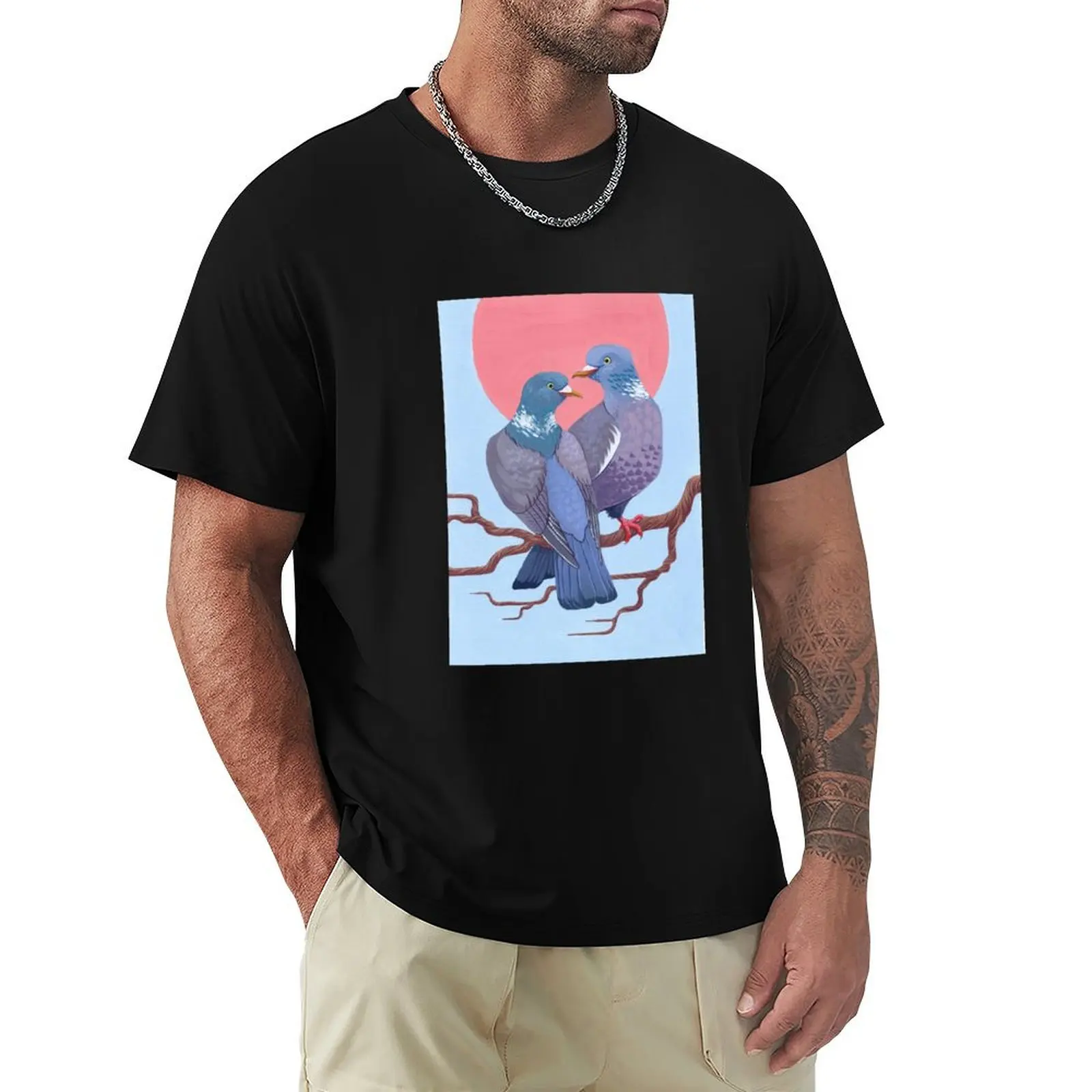 

Wood Pigeons T-Shirt cotton man t-shirts anime figures oversized graphic tee mens t shirt