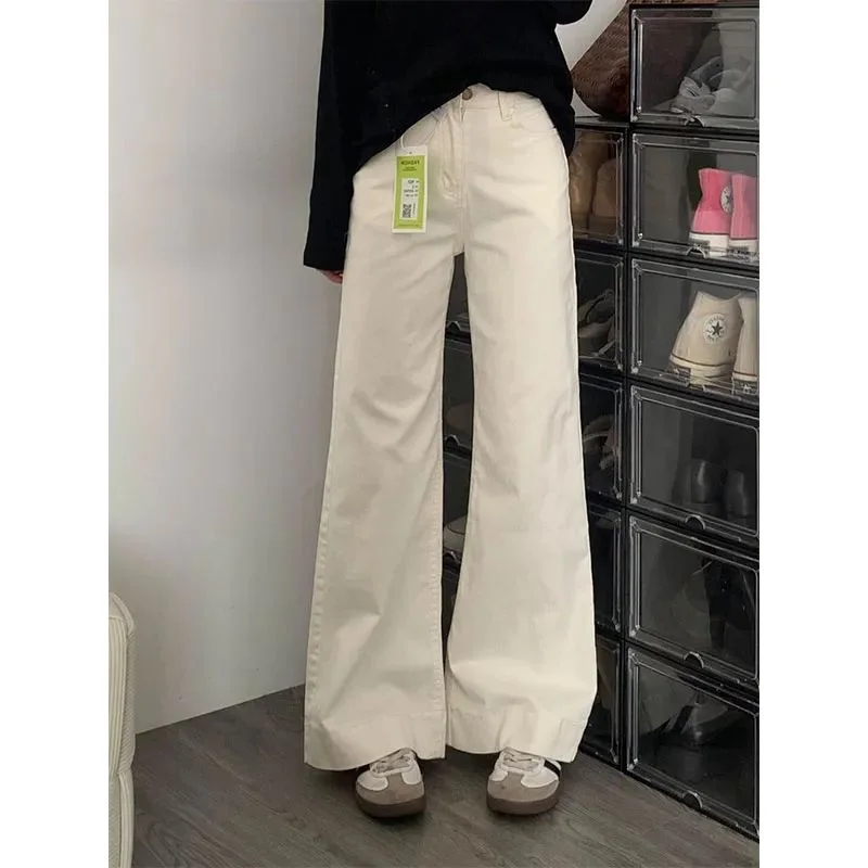 

American White Jeans Women's Solid Color Versatile Temperament High Waist Loose Wide-leg Trousers