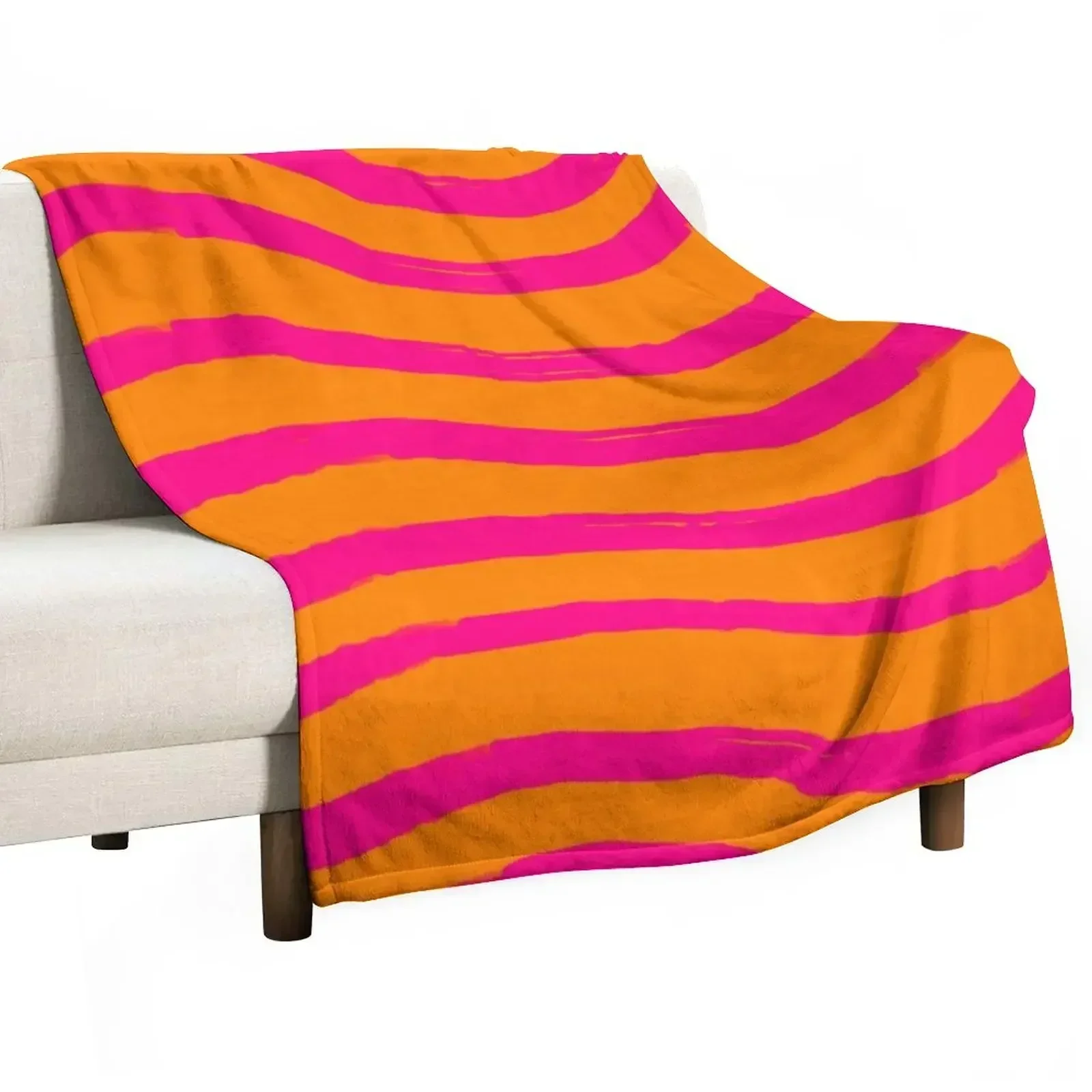 

Trendy Hot Pink and Orange Wavy Pattern #1 Throw Blanket Soft Flannel Fabric Blankets