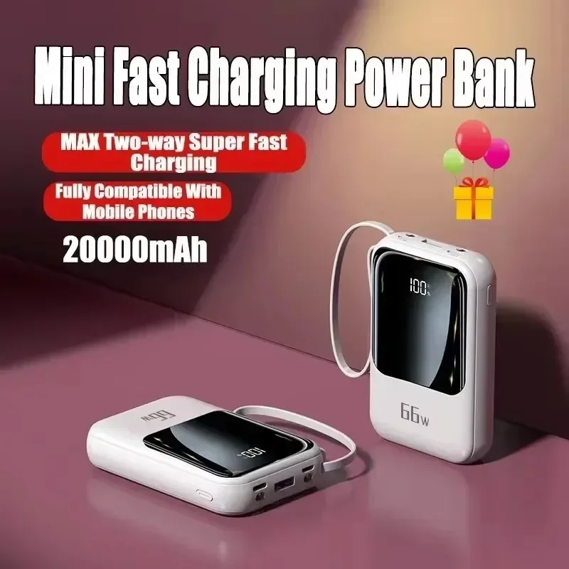 20000mAh 66W Fast Charging Mini Power Bank Portable External Battery for iPhone Huawei Xiaomi Phones