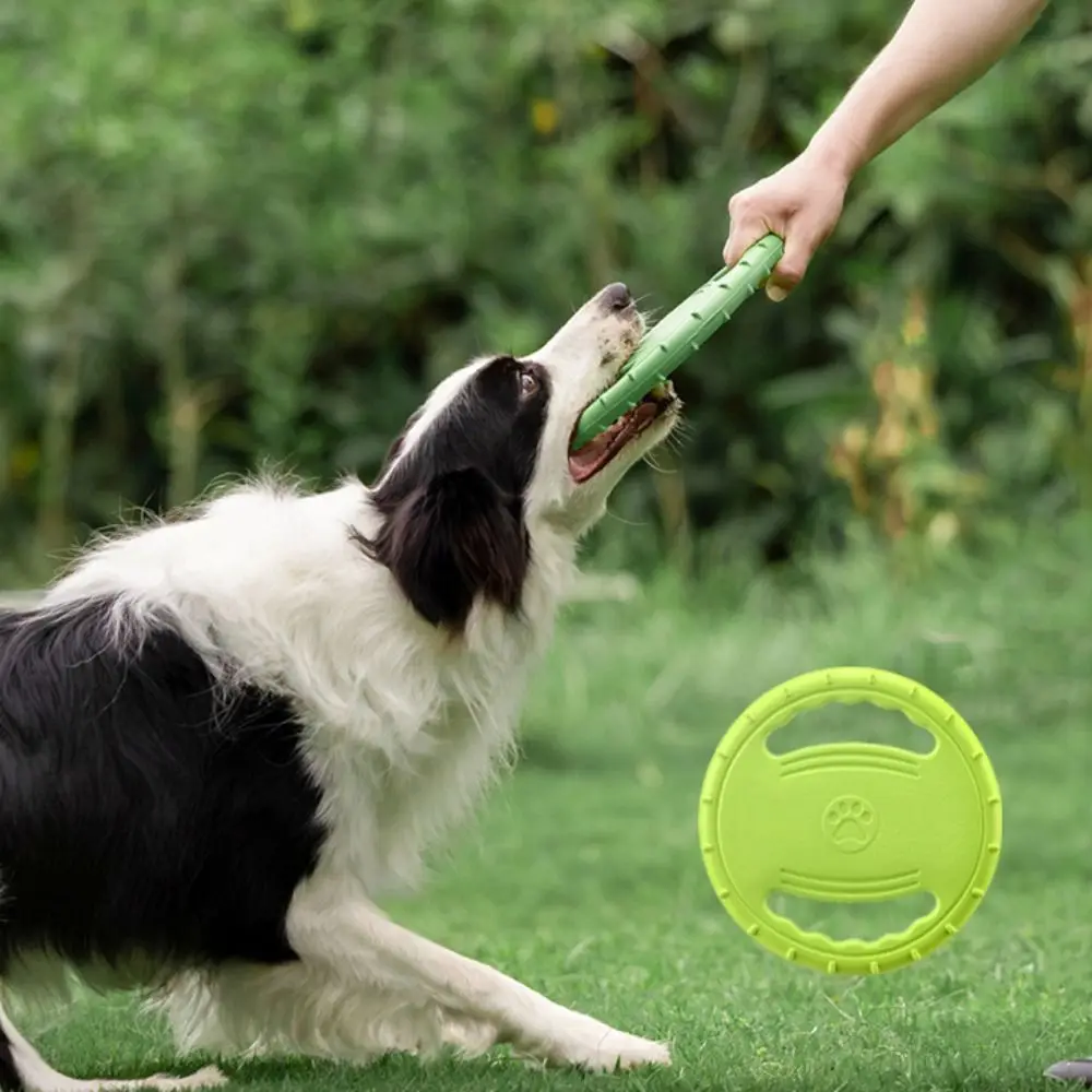 

Bite Resistant Pet Flying Disc Toy Interactive EVA Dog Toys Flying Discs Steering Wheel Shape 20cm Dog Training Pull Ring