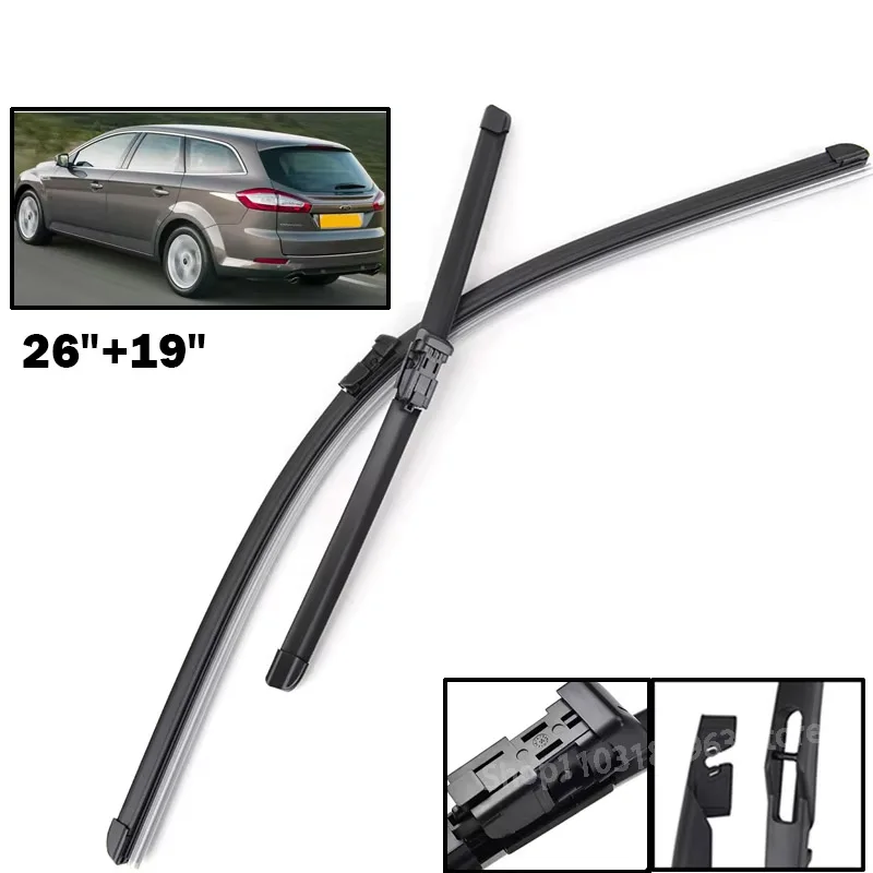 

Wiper LHD Front Wiper Blades Set For Ford Mondeo 2007 - 2014 Windshield Windscreen Window Brushes 26"+19"