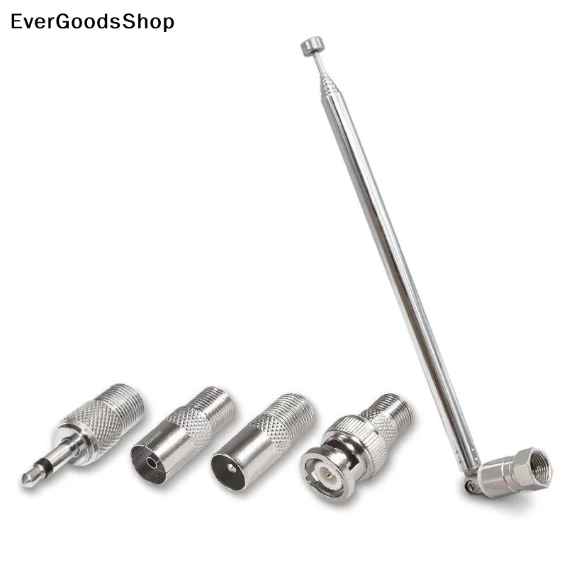 

New 4/5Pcs AV Stereo Receiver Amplifier Rod Antenna 3.5mm Adapter FM Radio Antenna Telescopic Screw F Type Male Plug Connector