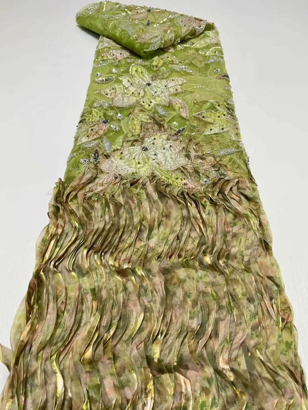 

Hot Sale New 2025 Tulle Lace Fabric With Beads Sequins African Nigerian French for High End Wedding Party Bride Sewing Dress