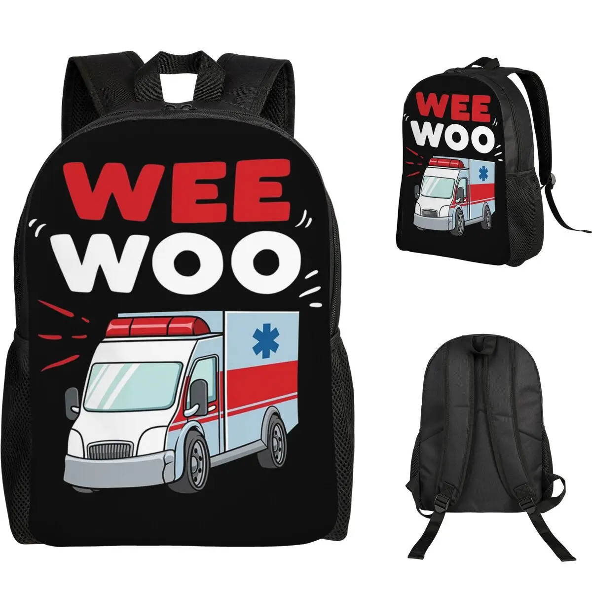 

Wee Woo Ambulance Paramedic Emergency Medic Gift Student Backpack School Bag Hiking Travel Daypack Bookbag Shoulder Bags