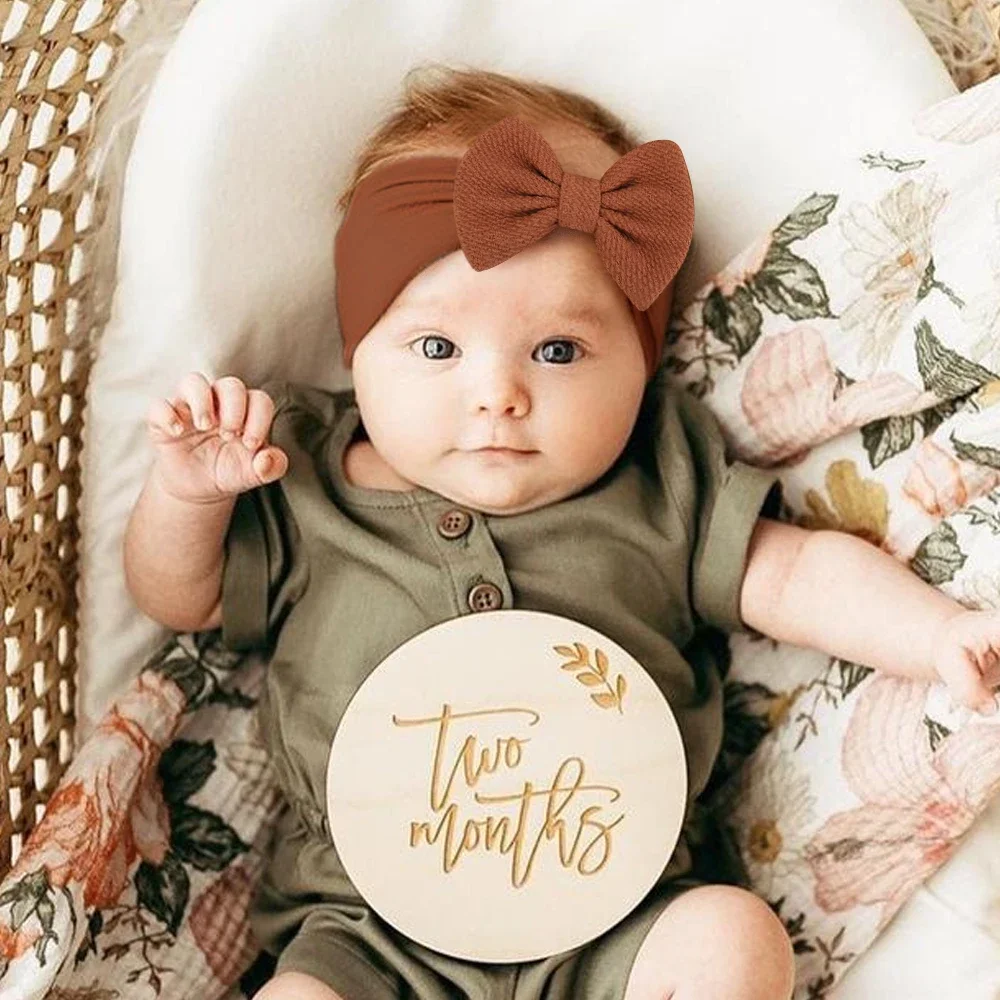 2pcs/set Baby Girl Headband Infant Hair Accessories Bows Newborn Headwear Elastic Gift Toddler Bandage Ribbon Soft Bowknot Gift image 2