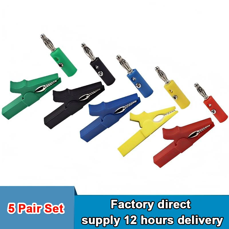 Insulated Alligator Clip with Banana Plugs Electrical Test Crocodile Clips Connector for Multimeter No Welding Safety Set