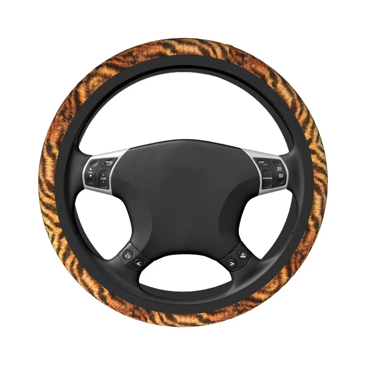 Bengal Tiger Fur Wildlife Pattern Steering Wheel Cover for SUV Animal Skin Leopard Fur Car Steering Wheel Protector 15 Inch Auto