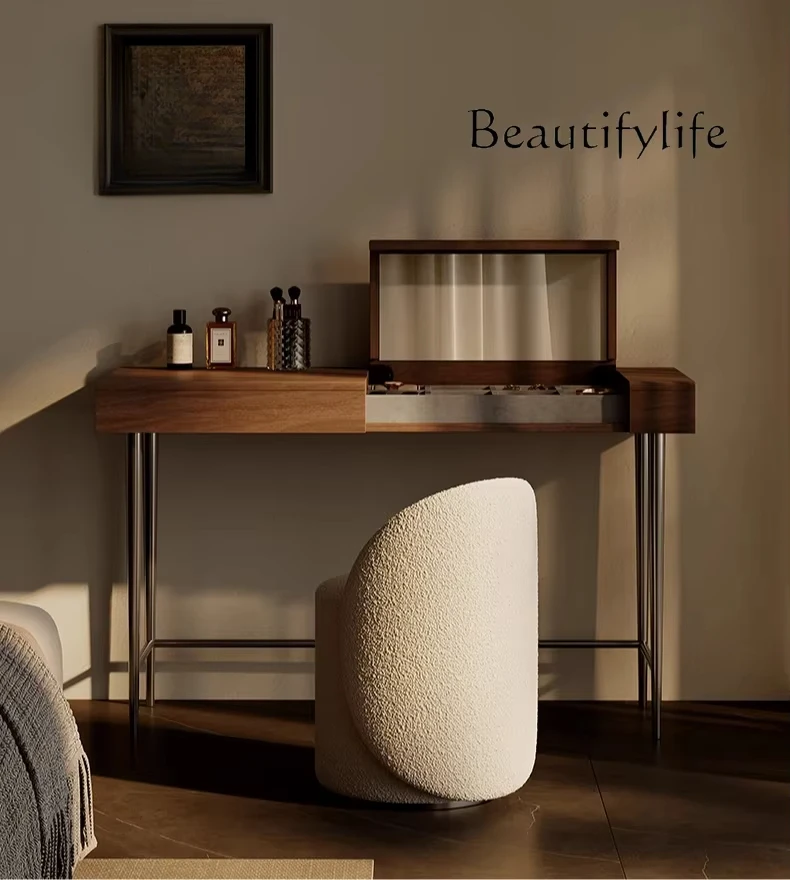 

household minimalist advanced dressing table New bedroom solid wood clamshell makeup table