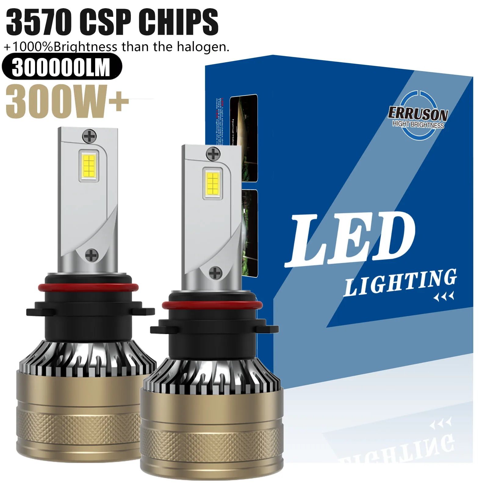 

Erruson 300W 300000LM H4 H7 H11 LED H1 H3 H8 9005 9006 HB3 HB4 9012 HIR2 Светодиодные фары Turbo Auto FogLamp 6000K