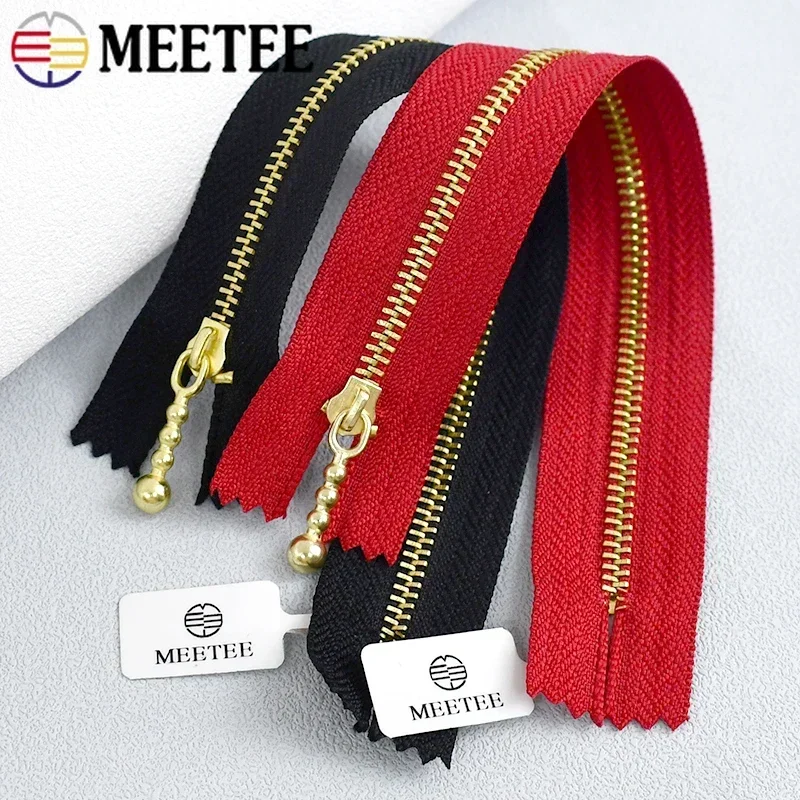 5/10/20Pcs Meetee 3# 12-40cm Close-end Zip Metal Zipper Clothes Auto Lock Zippers Jeans Pocket Zips Repair Tailor DIY Accessory