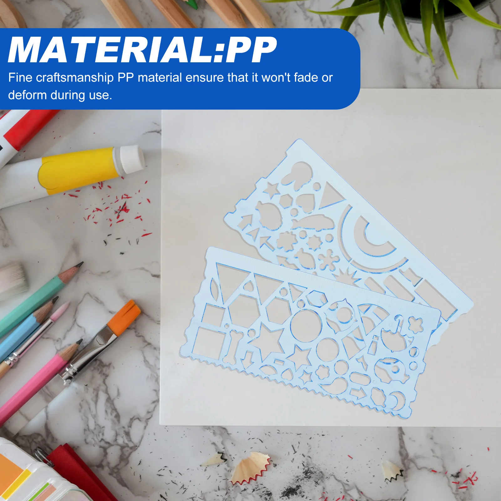 6 قطع من قالب رسم الطلاب، أدوات هندسية استنسل بلاستيكية، مساطر قياس متعددة الوظائف لمدرسة الهندسة المعمارية #3