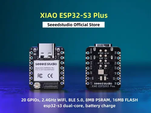 XIAO ESP32S3 Plus - 20 GPIO, WiFi 2,4 GHz, BLE 5.0, PSRAM de 8 MB, FLASH de 16 MB, dual-core esp32-s3, carga de batería compatible