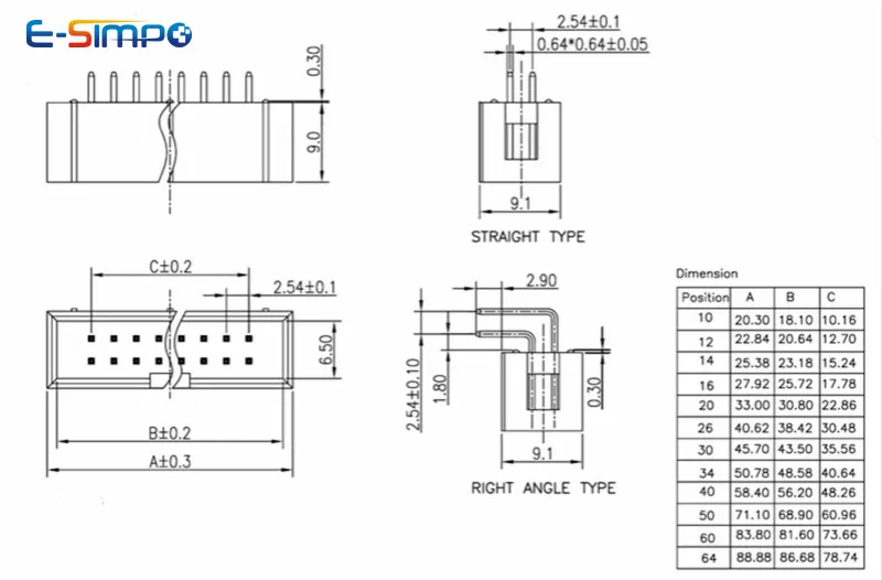 10pcs DC3 2.54mm 0.1" Pitch Straight Right Angle SMT Double Row DC3-6/8/10/20/30/40/50P ISP Male Pin IDC JTAG Socket Box Header - Image 6