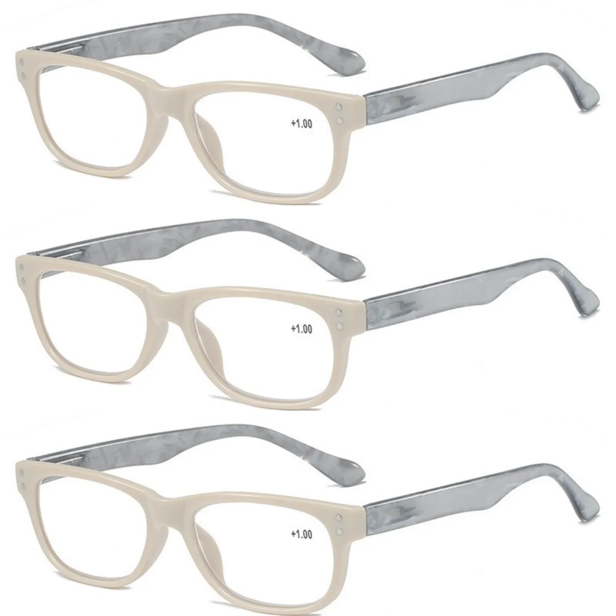 

Reading Glasses 3pcs Square Readers for Men & Women Comfortable Spectacle PC Frame Diopter +1.0 to +4.0